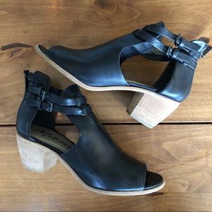 Matisse Black Leather Cutout Booties with Heel